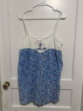 "Ile Bretonne" vintage cottagecore sailboat dress Size M/L